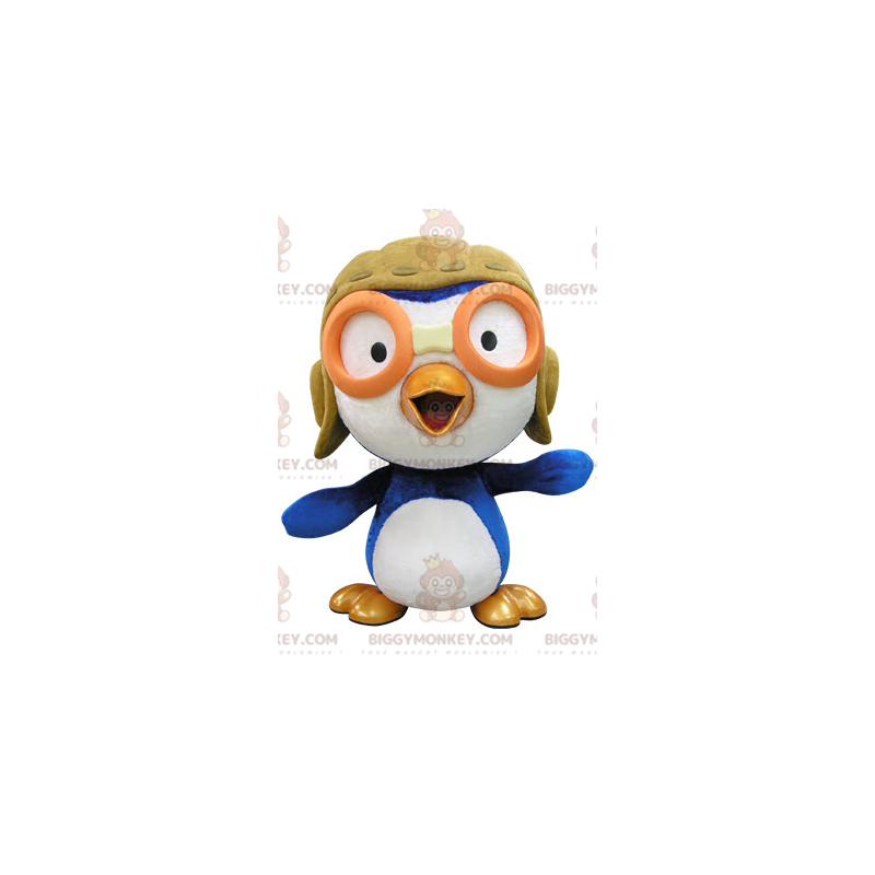 Blauwe en witte vogel BIGGYMONKEY™ mascottekostuum in