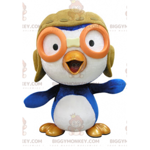 Blue and White Bird BIGGYMONKEY™ Mascot Costume in Aviator