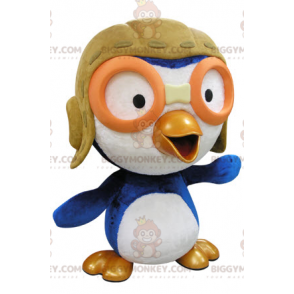 Blue and White Bird BIGGYMONKEY™ Mascot Costume in Aviator