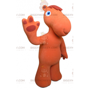 Traje de mascote de camelo laranja com olhos azuis BIGGYMONKEY™