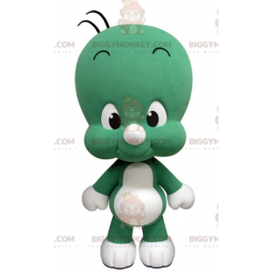 Simpatico e divertente omino verde e bianco per mascotte