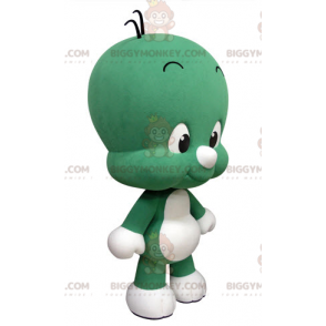 Sød og sjov lille grøn og hvid mand BIGGYMONKEY™ maskotkostume