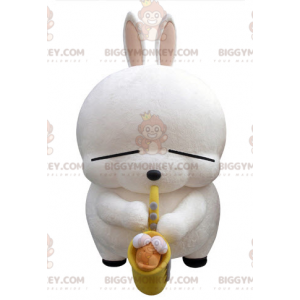BIGGYMONKEY™ Disfraz de mascota de saxofón de conejo blanco
