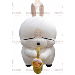 Costume de mascotte BIGGYMONKEY™ de gros lapin blanc avec un