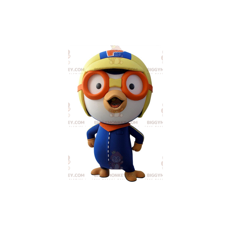 Costume de mascotte BIGGYMONKEY™ d'oiseau bleu et blanc en