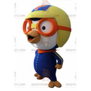 Blauwe en witte vogel BIGGYMONKEY™ mascottekostuum in