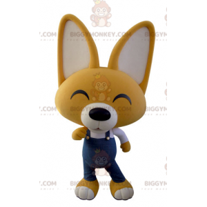 BIGGYMONKEY™ Mascot Costume Yellow & White Fox In Overalls –