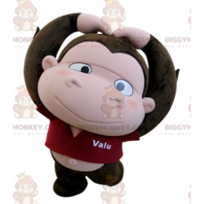 Kostým maskota BIGGYMONKEY™ Hnědá a růžová opice s velkou