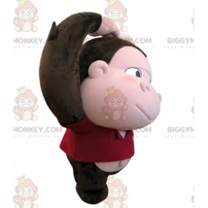 BIGGYMONKEY™ Mascottekostuum Bruine en roze aap met groot hoofd