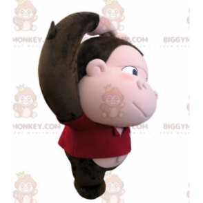 Disfraz de mascota BIGGYMONKEY™ Mono marrón y rosa con cabeza