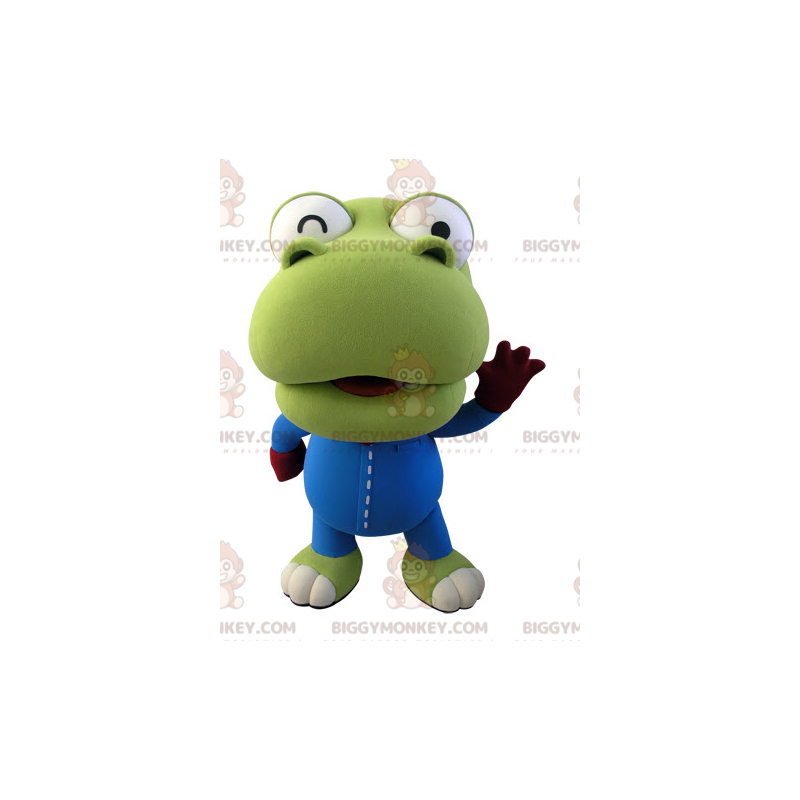 Costume de mascotte BIGGYMONKEY™ de crocodile vert et blanc de