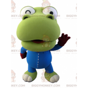 Costume de mascotte BIGGYMONKEY™ de crocodile vert et blanc de