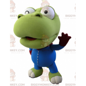 Costume de mascotte BIGGYMONKEY™ de crocodile vert et blanc de