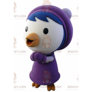 Blauw-witte vogel BIGGYMONKEY™ mascottekostuum in winteroutfit