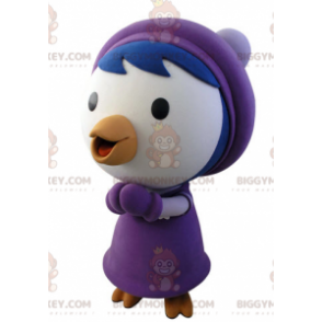 Blue and White Bird BIGGYMONKEY™ Mascot Costume in Winter