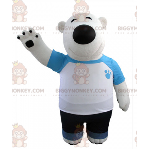White and Black Bear BIGGYMONKEY™ Mascot Costume Dressed in