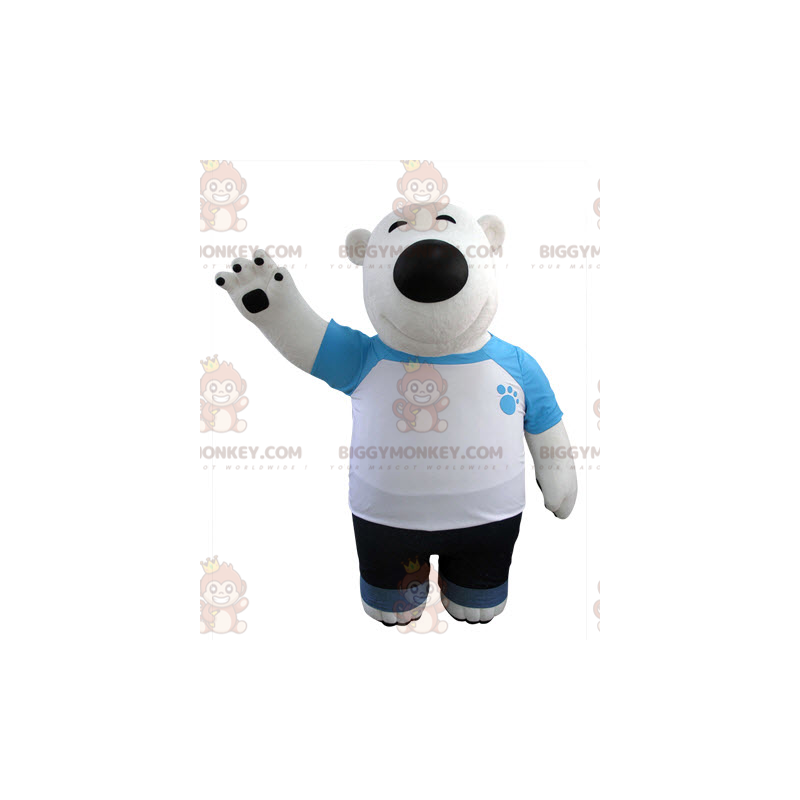 Costume de mascotte BIGGYMONKEY™ d'ours blanc et noir habillé