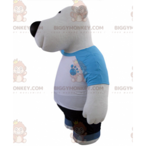 Witte en zwarte beer BIGGYMONKEY™ mascottekostuum gekleed in