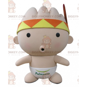 Babyrosa BIGGYMONKEY™ maskotdräkt med bandana och fjäder -