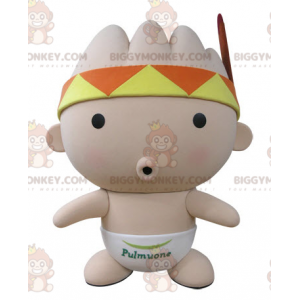 Costume da mascotte BIGGYMONKEY™ rosa baby con bandana e piuma