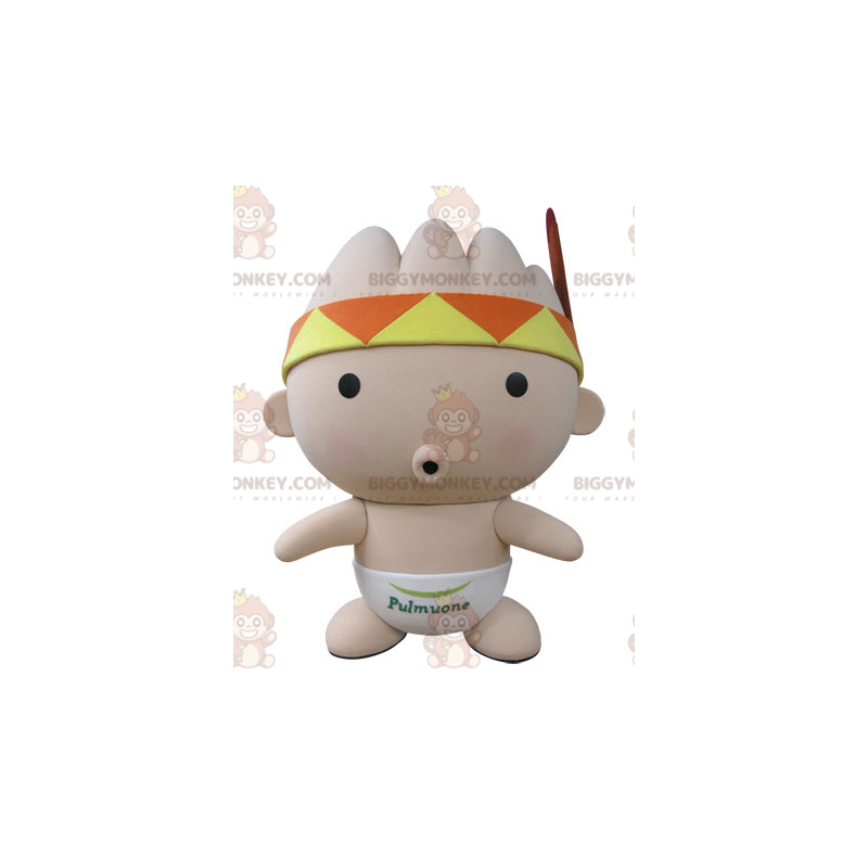 Costume da mascotte BIGGYMONKEY™ rosa baby con bandana e piuma