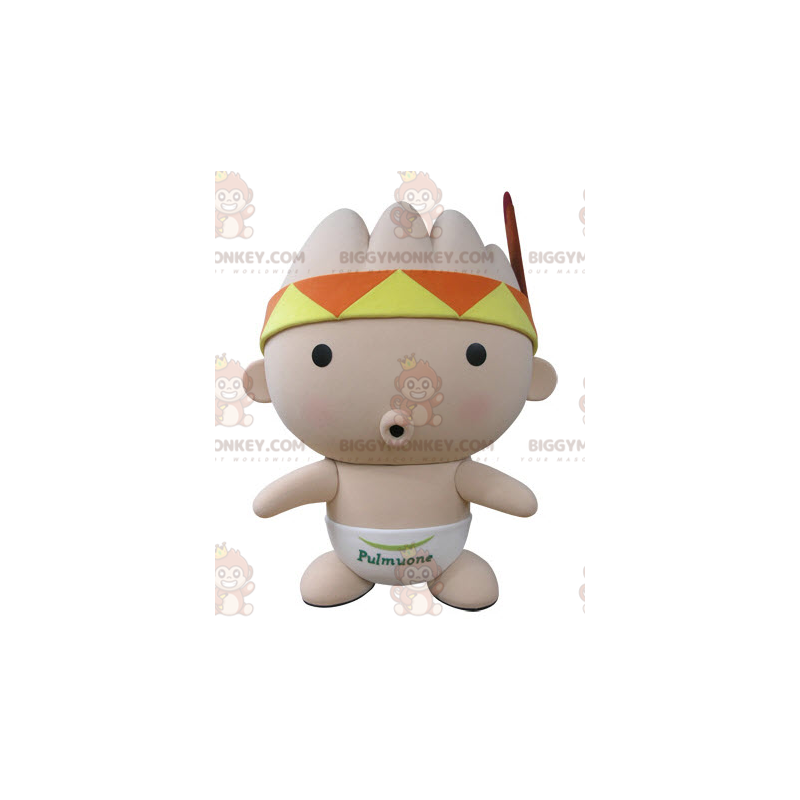 Fantasia de mascote BIGGYMONKEY™ rosa bebê com bandana e penas