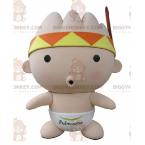 Baby Pink BIGGYMONKEY™ Mascot Costume with Bandana and Feather
