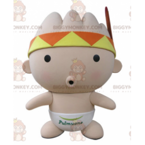 Costume da mascotte BIGGYMONKEY™ rosa baby con bandana e piuma