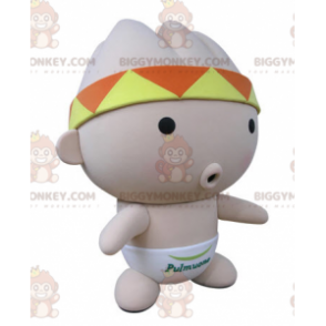 Baby Pink BIGGYMONKEY™ Mascot Costume with Bandana and Feather