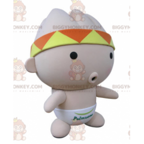 Costume de mascotte BIGGYMONKEY™ de bébé rose avec un bandana