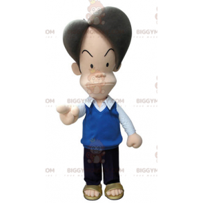 BIGGYMONKEY™ Mascot-kostume af Angry Looking Man i blåt og sort
