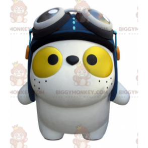 Big White Cat with Yellow Eyes BIGGYMONKEY™ Mascot Costume -