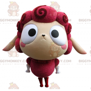 Costume mascotte BIGGYMONKEY™ da pecora rosa e beige molto