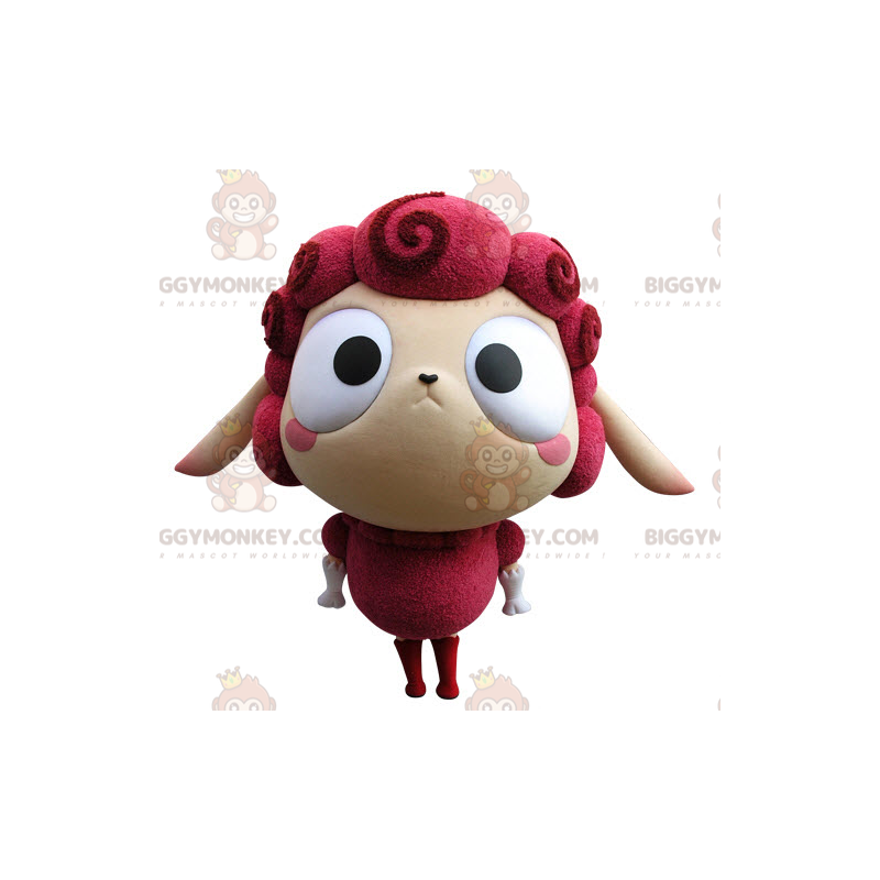 Bardzo zabawny kostium maskotki różowo-beżowej owcy