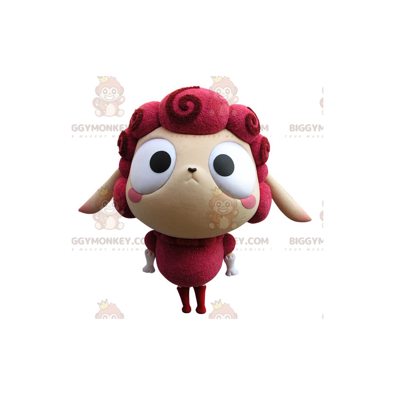 Costume de mascotte BIGGYMONKEY™ de mouton rose et beige très