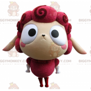 Costume de mascotte BIGGYMONKEY™ de mouton rose et beige très