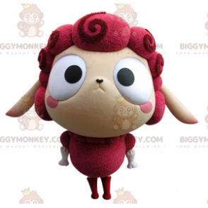 Disfraz de mascota BIGGYMONKEY™ de oveja rosa y beige muy