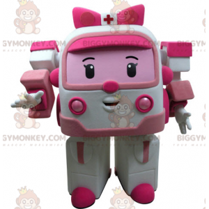 BIGGYMONKEY™ Maskotdräkt Vit och rosa Transformers
