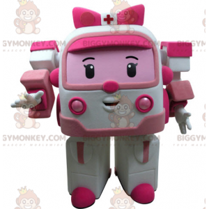 Costume de mascotte BIGGYMONKEY™ d'ambulance blanche et rose de