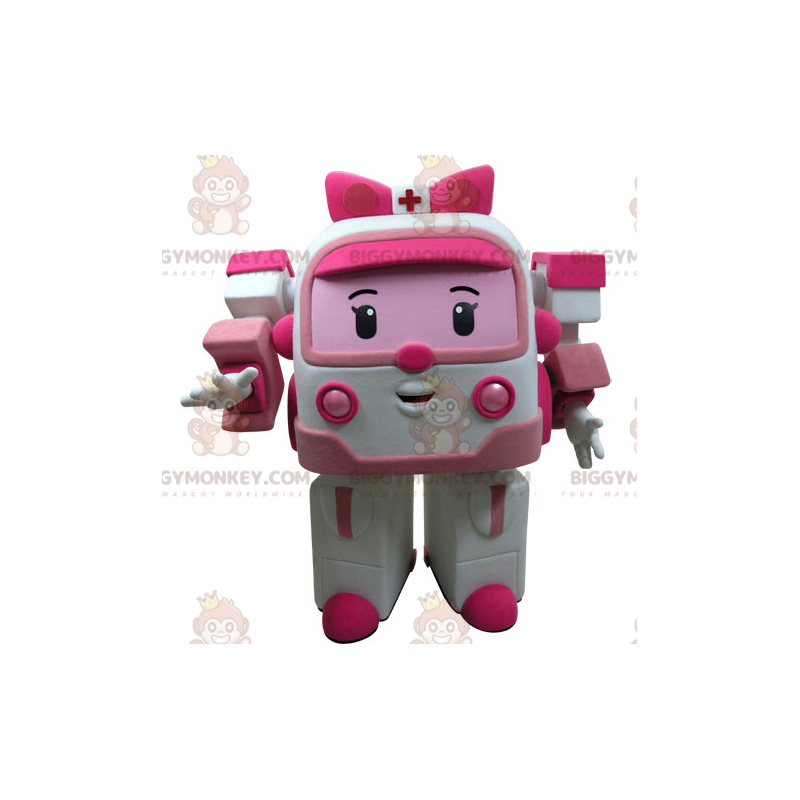 BIGGYMONKEY™ Maskotdräkt Vit och rosa Transformers