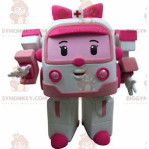 BIGGYMONKEY™ Costume da mascotte Transformers bianco e rosa