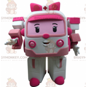 Costume de mascotte BIGGYMONKEY™ d'ambulance blanche et rose de