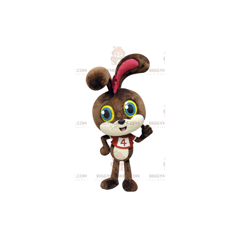 Brown and White Rabbit BIGGYMONKEY™ Mascot Costume with Colored