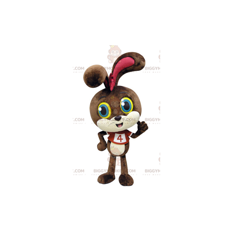 Costume de mascotte BIGGYMONKEY™ de lapin marron et blanc avec