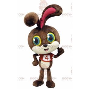 Costume de mascotte BIGGYMONKEY™ de lapin marron et blanc avec