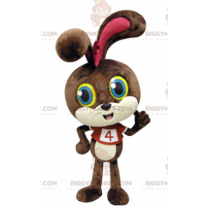 Kostým hnědobílého králíka BIGGYMONKEY™ maskota s barevnýma