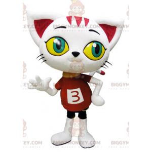 Costume da gatto gigante bianco con occhi grandi BIGGYMONKEY™ -