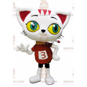 Giant White Cat With Big Eyes BIGGYMONKEY™ Mascot Costume –