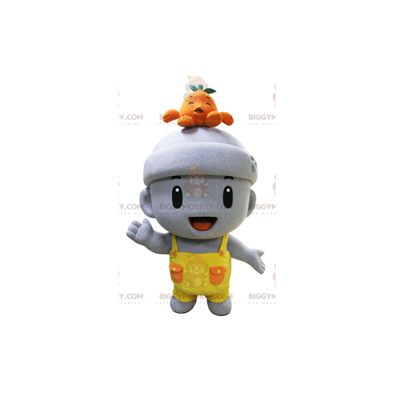 BIGGYMONKEY™ Mascot Costume Very Smiling Gray Snowman With