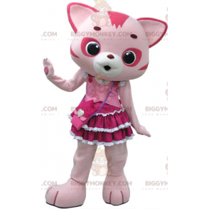 Costume da mascotte gatto BIGGYMONKEY™ rosa e bianco con